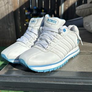 K-Swiss Women's White Sneakers with Blue Accents